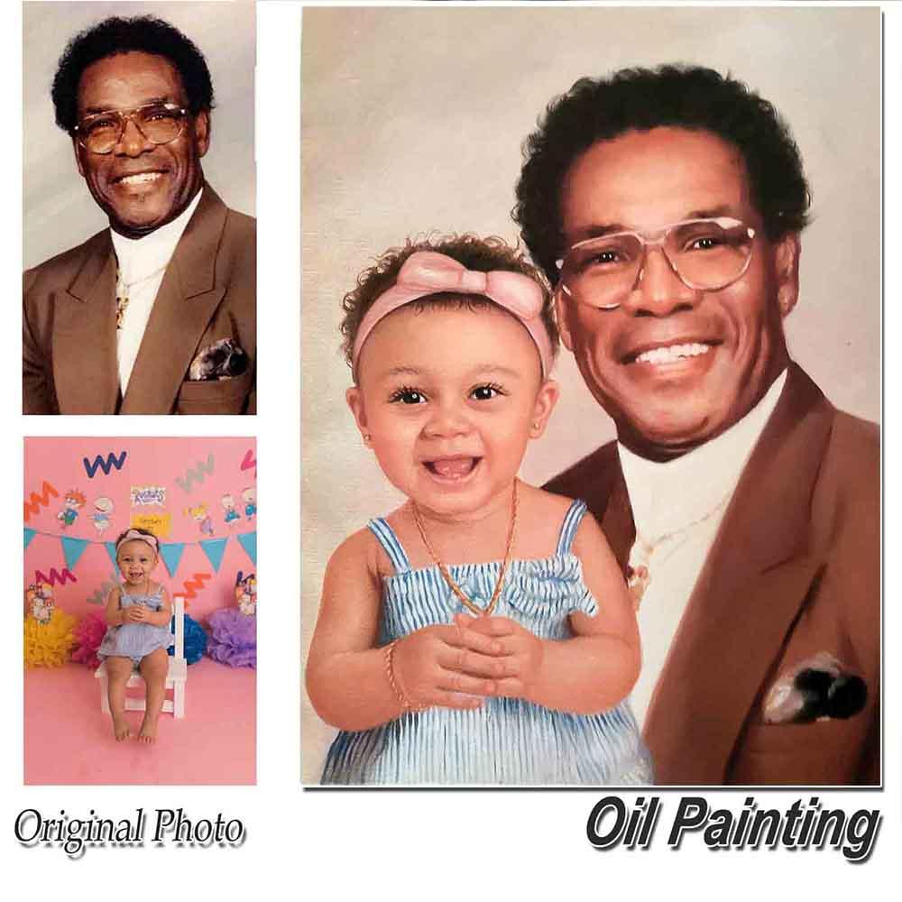 Custom Hand Painted Parents & Children Portrait Oil Painting Home & Garden > Decor > Artwork > Posters, Prints, & Visual Artwork ArtToyourlife