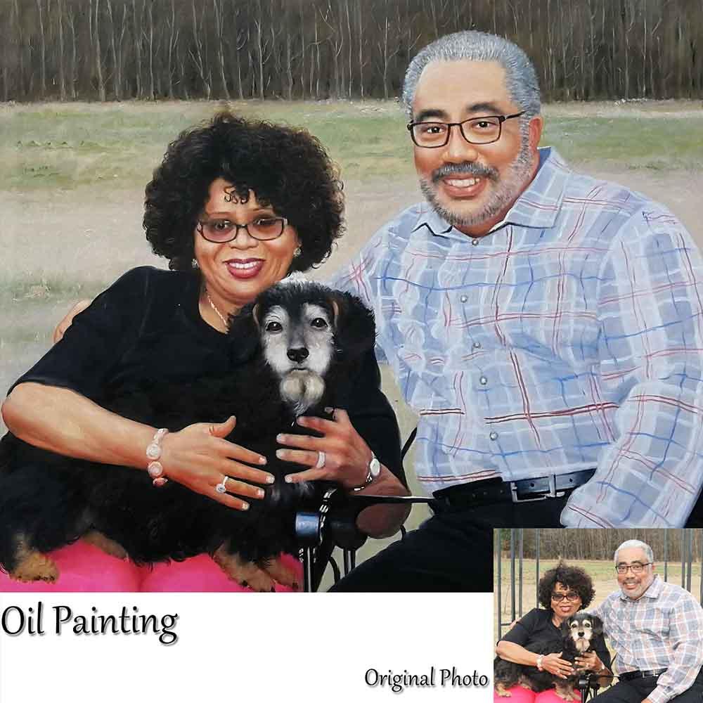 Custom Hand Painted People & Pets portrait Oil Painting Home & Garden > Decor > Artwork > Posters, Prints, & Visual Artwork ArtToyourlife
