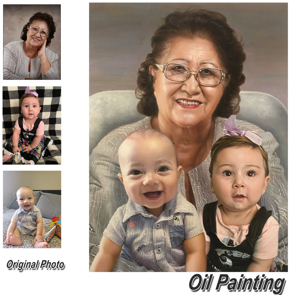 Custom hand painted Portrait Painting from photo (1-7 Persons) Arts & Entertainment > Hobbies & Creative Arts > Arts & Crafts > Art & Crafting Materials > Textiles > Crafting Canvas > Painting Canvas ArtToyourlife