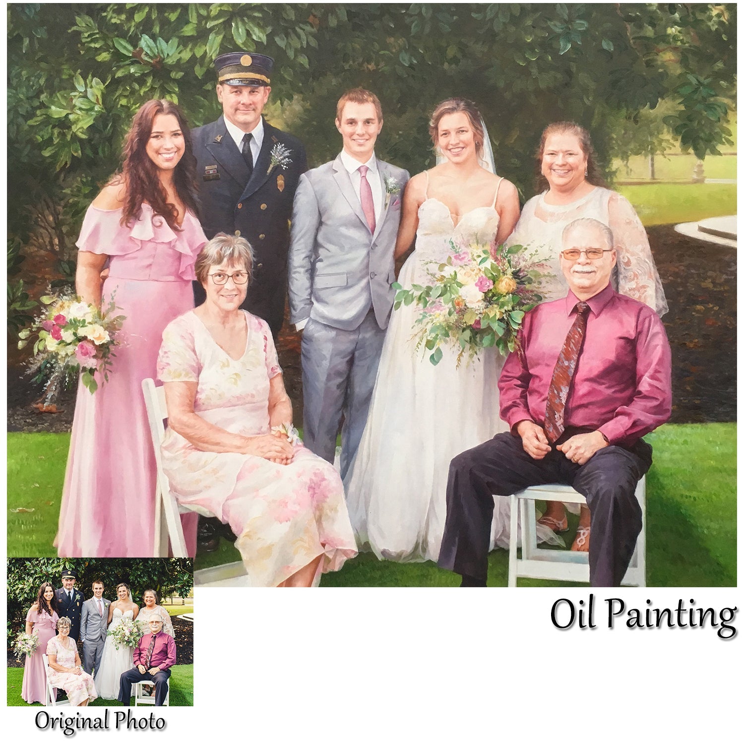 Custom hand painted Portrait Painting from photo (1-7 Persons) Arts & Entertainment > Hobbies & Creative Arts > Arts & Crafts > Art & Crafting Materials > Textiles > Crafting Canvas > Painting Canvas ArtToyourlife