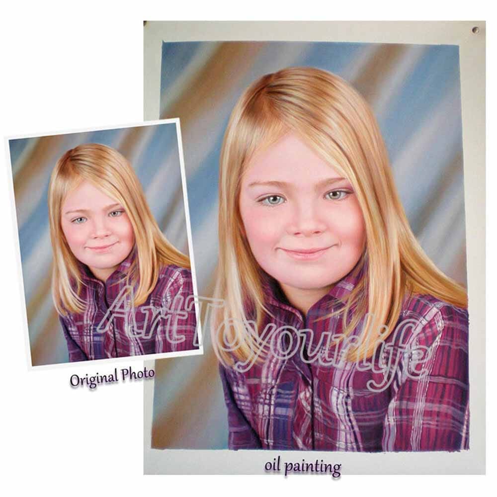 Custom Child Portrait Portrait：Custom Portraits From Your Photos Arts & Entertainment > Hobbies & Creative Arts > Arts & Crafts > Art & Crafting Materials > Textiles > Crafting Canvas > Painting Canvas ArtToyourlife