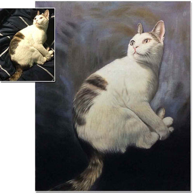 1 Cat-Custom Hand Painted Pet Portrait Oil Painting Arts & Entertainment > Hobbies & Creative Arts > Arts & Crafts > Art & Crafting Materials > Textiles > Crafting Canvas > Painting Canvas ArtToyourlife