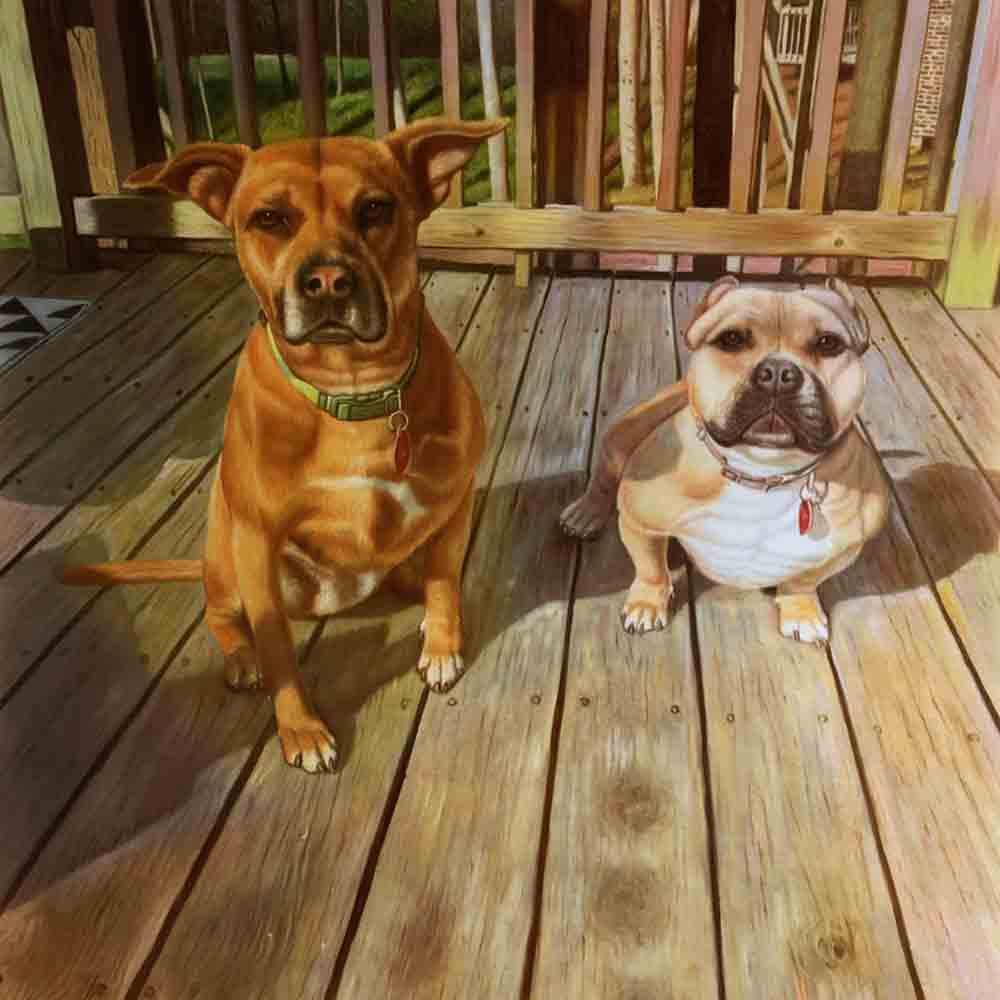 Dog portrait | Pet Portrait | 2 dogs painting |  pet photo to painting