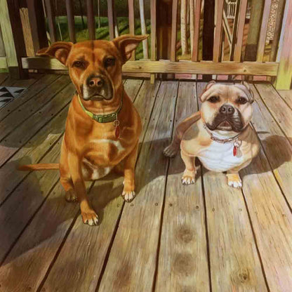 Dog portrait | Pet Portrait | 2 dogs painting |  pet photo to painting
