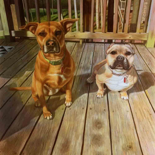 Dog portrait | Pet Portrait | 2 dogs painting |  pet photo to painting