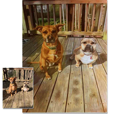 2 Pets-Custom Hand Painted Pet Portrait Oil Painting Arts & Entertainment > Hobbies & Creative Arts > Arts & Crafts > Art & Crafting Materials > Textiles > Crafting Canvas > Painting Canvas ArtToyourlife