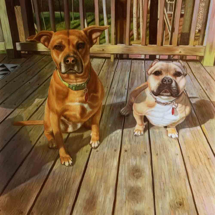Dog portrait | Pet Portrait | 2 dogs painting |  pet photo to painting
