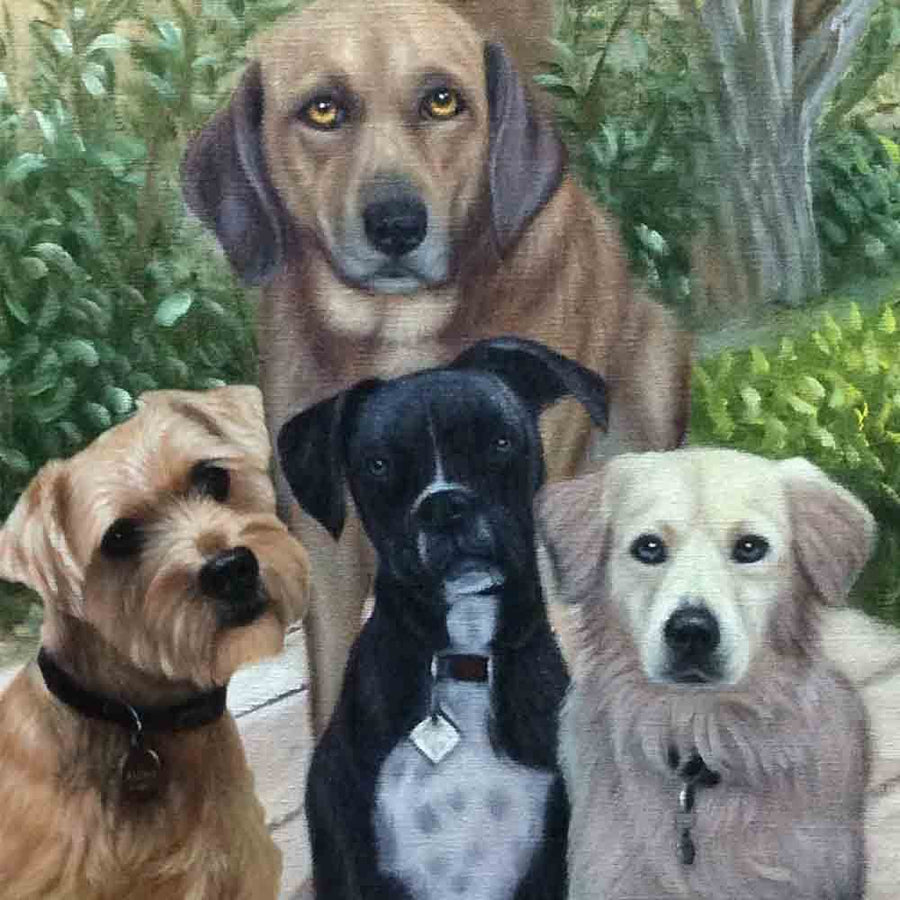 4-5 Pets-Custom Hand Painted Pet Portrait Oil Painting Arts & Entertainment > Hobbies & Creative Arts > Arts & Crafts > Art & Crafting Materials > Textiles > Crafting Canvas > Painting Canvas ArtToyourlife
