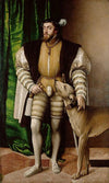Charles V Standing with His Dog (c. 1533). Artist: Tiziano Vecelli （Titian) Home & Garden > Decor > Artwork > Posters, Prints, & Visual Artwork ArtToyourlife