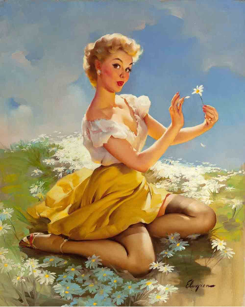 Daisies Are Telling. Artist: Gil Elvgren Home & Garden > Decor > Artwork > Posters, Prints, & Visual Artwork ArtToyourlife