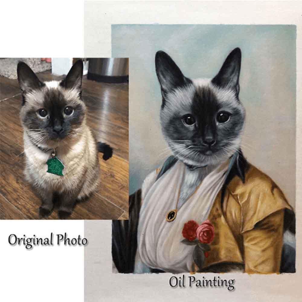 Custom Hand Painted Female Pet Portrait Oil Painting Home & Garden > Decor > Artwork > Posters, Prints, & Visual Artwork ArtToyourlife
