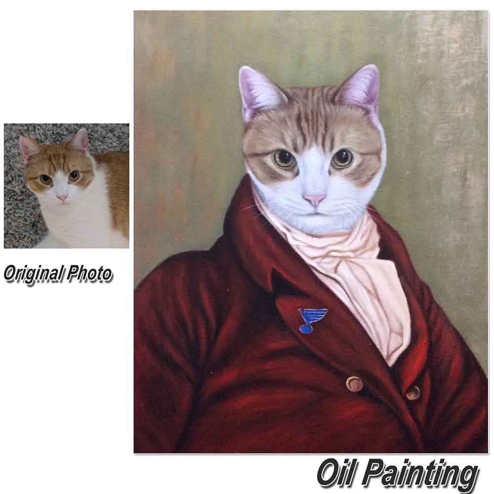 1 Cat-Custom Hand Painted Female Pet Portrait Oil Painting Home & Garden > Decor > Artwork > Posters, Prints, & Visual Artwork ArtToyourlife