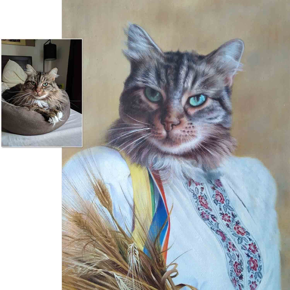 Custom Hand Painted Female Pet Portrait Oil Painting Home & Garden > Decor > Artwork > Posters, Prints, & Visual Artwork ArtToyourlife