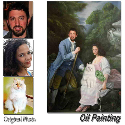Custom Hand Painted People and Pets portrait Oil Painting Home & Garden > Decor > Artwork > Posters, Prints, & Visual Artwork ArtToyourlife