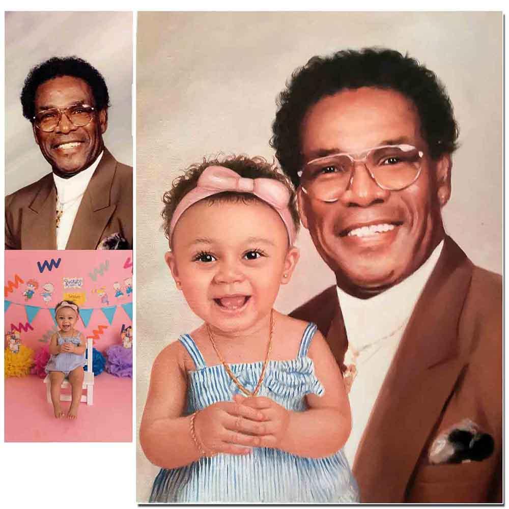 Custom Hand Painted People & Pets portrait Oil Painting Home & Garden > Decor > Artwork > Posters, Prints, & Visual Artwork ArtToyourlife