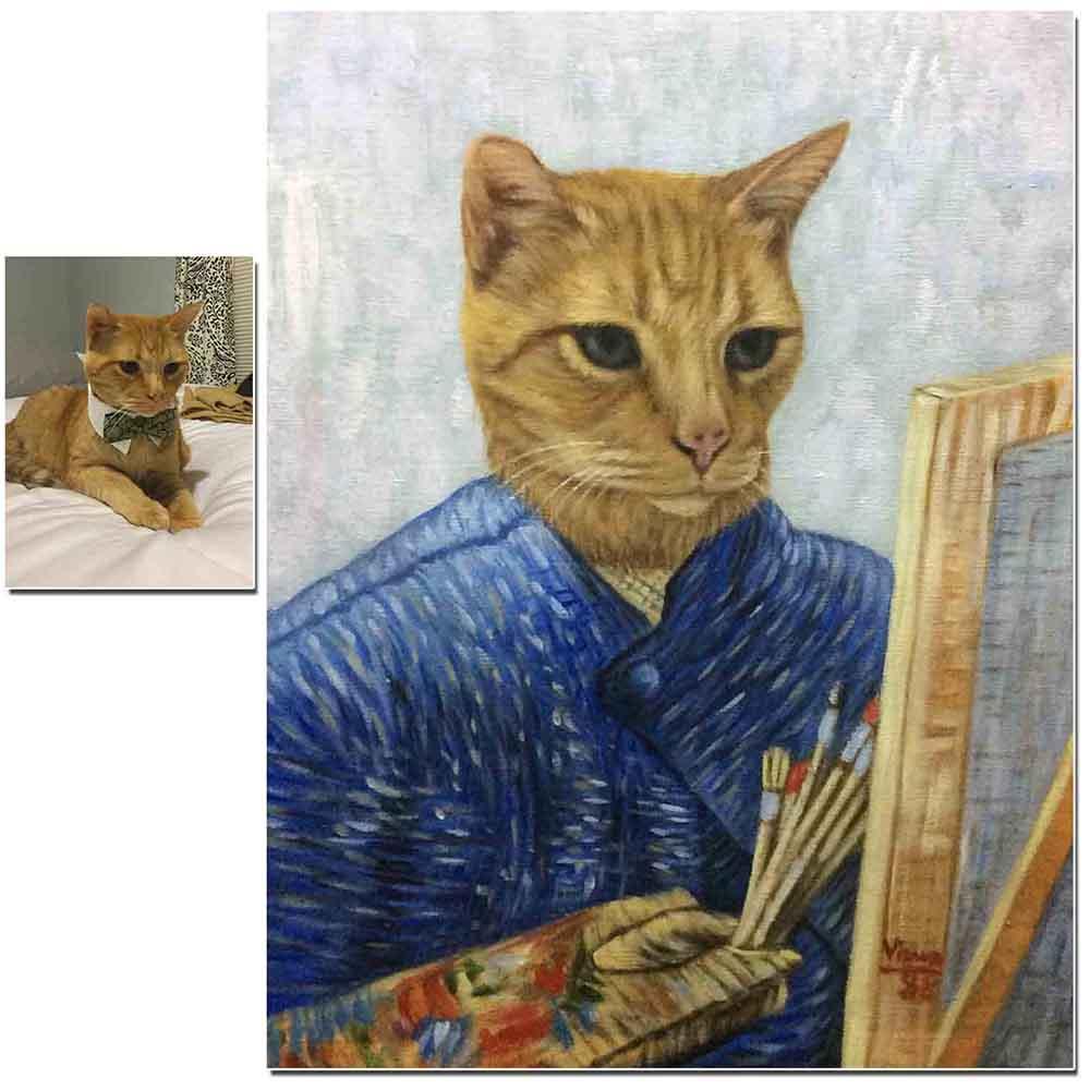 1 Cat-Custom Hand Painted Female Pet Portrait Oil Painting Home & Garden > Decor > Artwork > Posters, Prints, & Visual Artwork ArtToyourlife