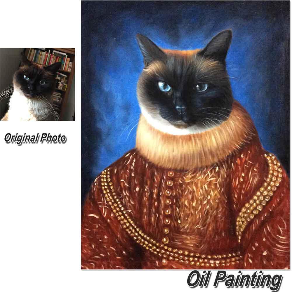 Custom Hand Painted Female Pet Portrait Oil Painting Home & Garden > Decor > Artwork > Posters, Prints, & Visual Artwork ArtToyourlife