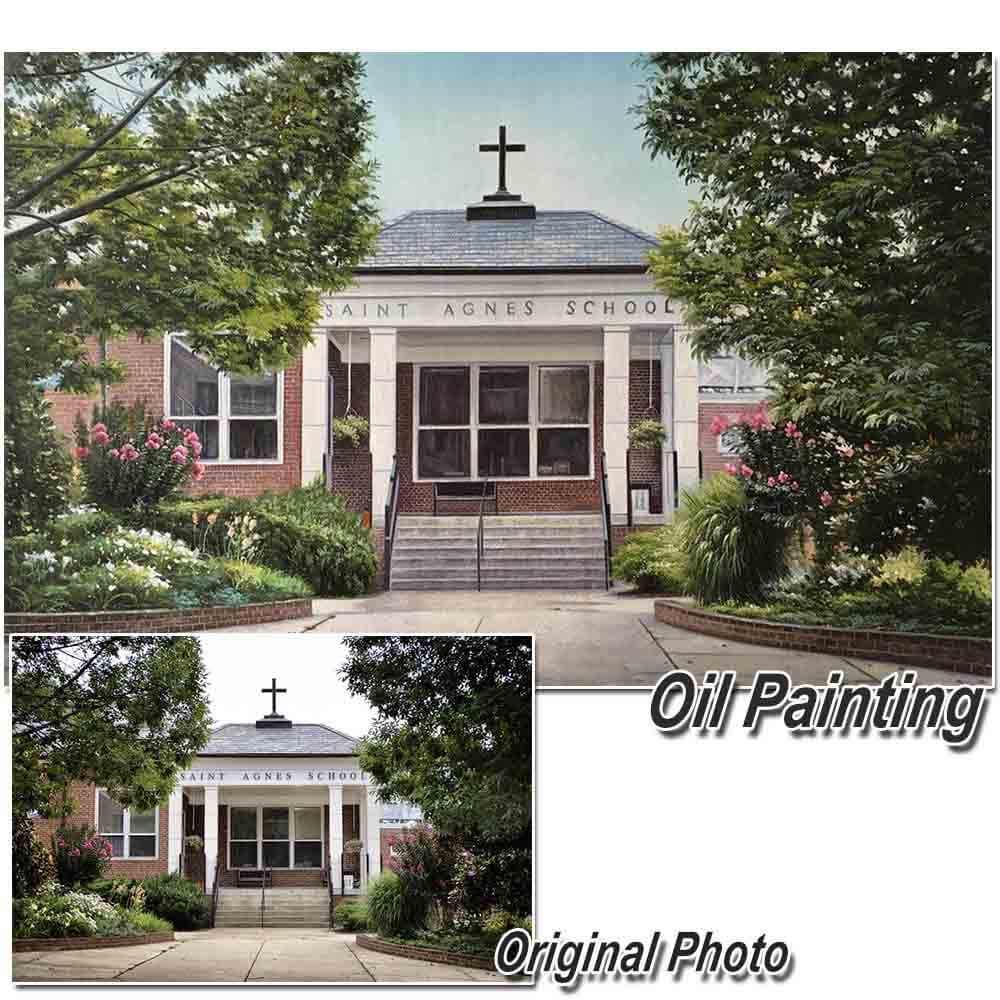 Custom Hand Painted House/ Landscape Oil Painting Arts & Entertainment > Hobbies & Creative Arts > Arts & Crafts > Art & Crafting Materials > Textiles > Crafting Canvas > Painting Canvas ArtToyourlife