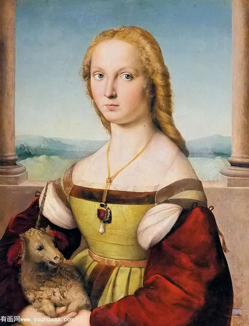 The Woman with the Unicorn (1505). Artist: Raphael Home & Garden > Decor > Artwork > Posters, Prints, & Visual Artwork ArtToyourlife