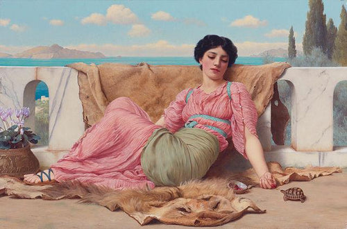 The quiet pet (1906) . Artist: John William Godward Home & Garden > Decor > Artwork > Posters, Prints, & Visual Artwork ArtToyourlife