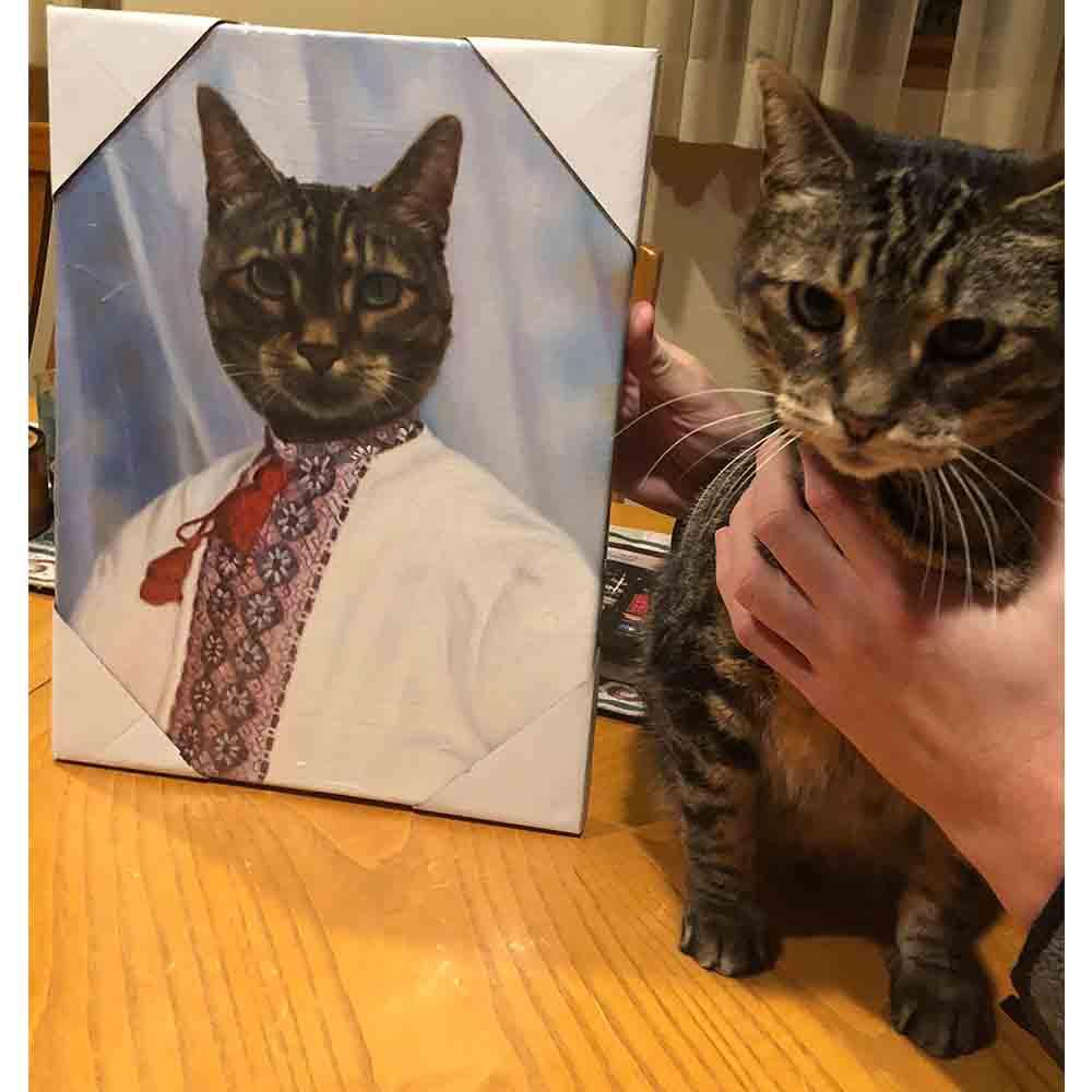 Custom Hand Painted Pet Portrait Oil Painting 2 Pets--Funny portraits Home & Garden > Decor > Artwork > Posters, Prints, & Visual Artwork ArtToyourlife