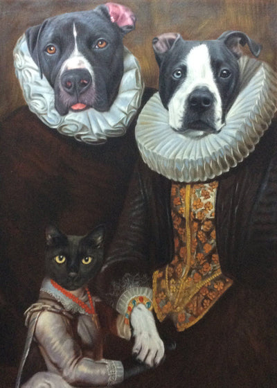 Custom Hand Painted Pet Portrait Oil Painting 2 Pets--Funny portraits Home & Garden > Decor > Artwork > Posters, Prints, & Visual Artwork ArtToyourlife