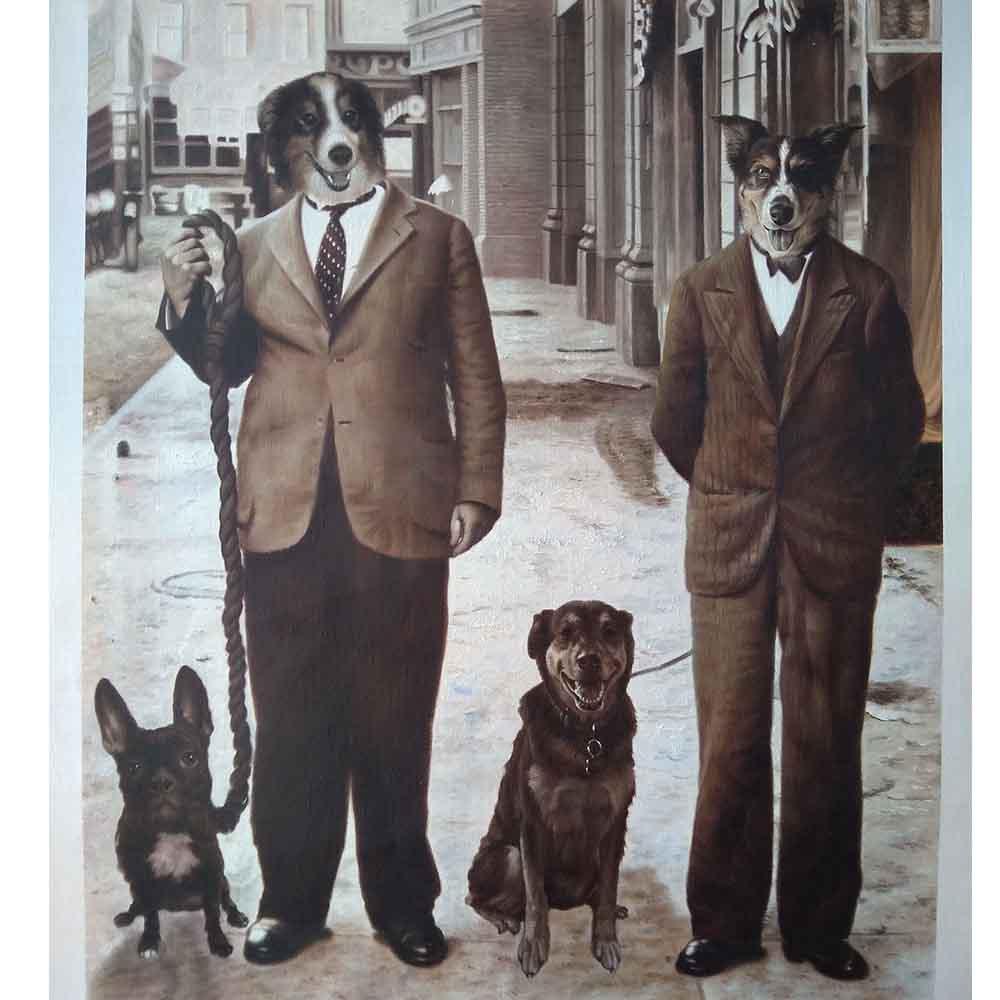 Custom Hand Painted Pet Portrait Oil Painting 2 Pets--Funny portraits Home & Garden > Decor > Artwork > Posters, Prints, & Visual Artwork ArtToyourlife 