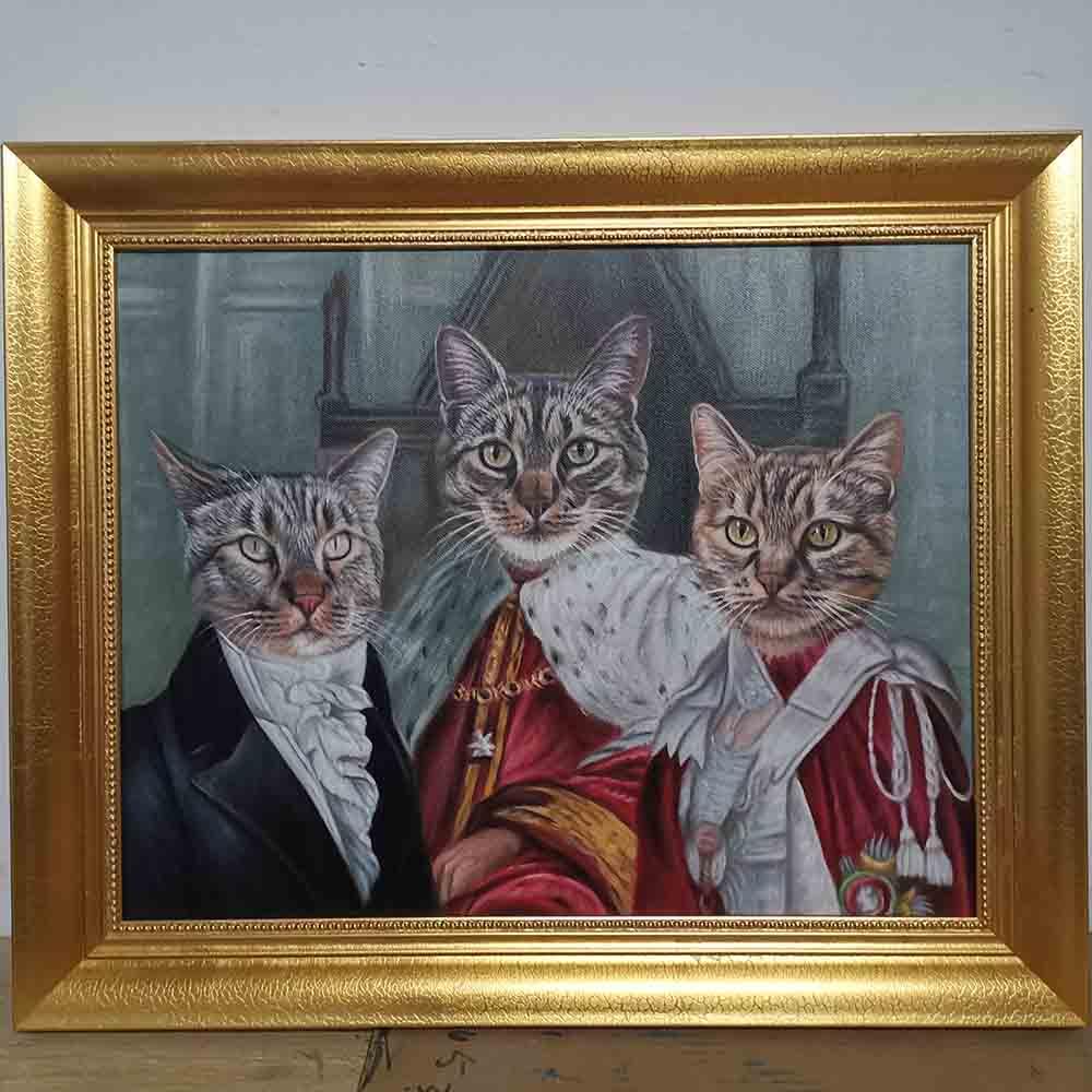 Custom Hand Painted Pet Portrait Oil Painting 2 Pets--Funny portraits Home & Garden > Decor > Artwork > Posters, Prints, & Visual Artwork ArtToyourlife 