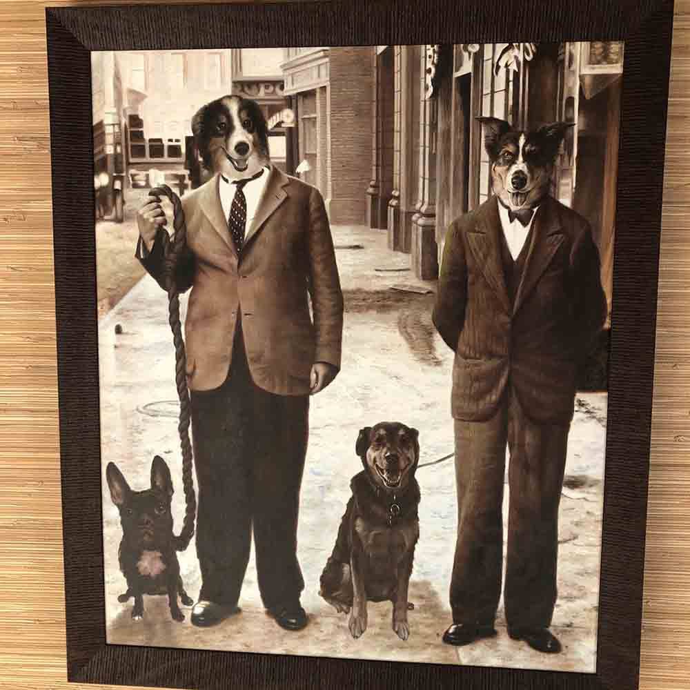 Custom Hand Painted Pet Portrait Oil Painting 2 Pets--Funny portraits Home & Garden > Decor > Artwork > Posters, Prints, & Visual Artwork ArtToyourlife