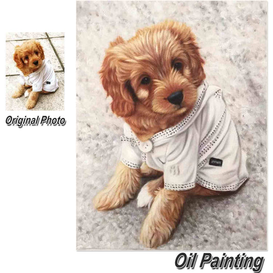 Custom Hand Painted Pet Portrait Oil Painting Home & Garden > Decor > Artwork > Posters, Prints, & Visual Artwork ArtToyourlife