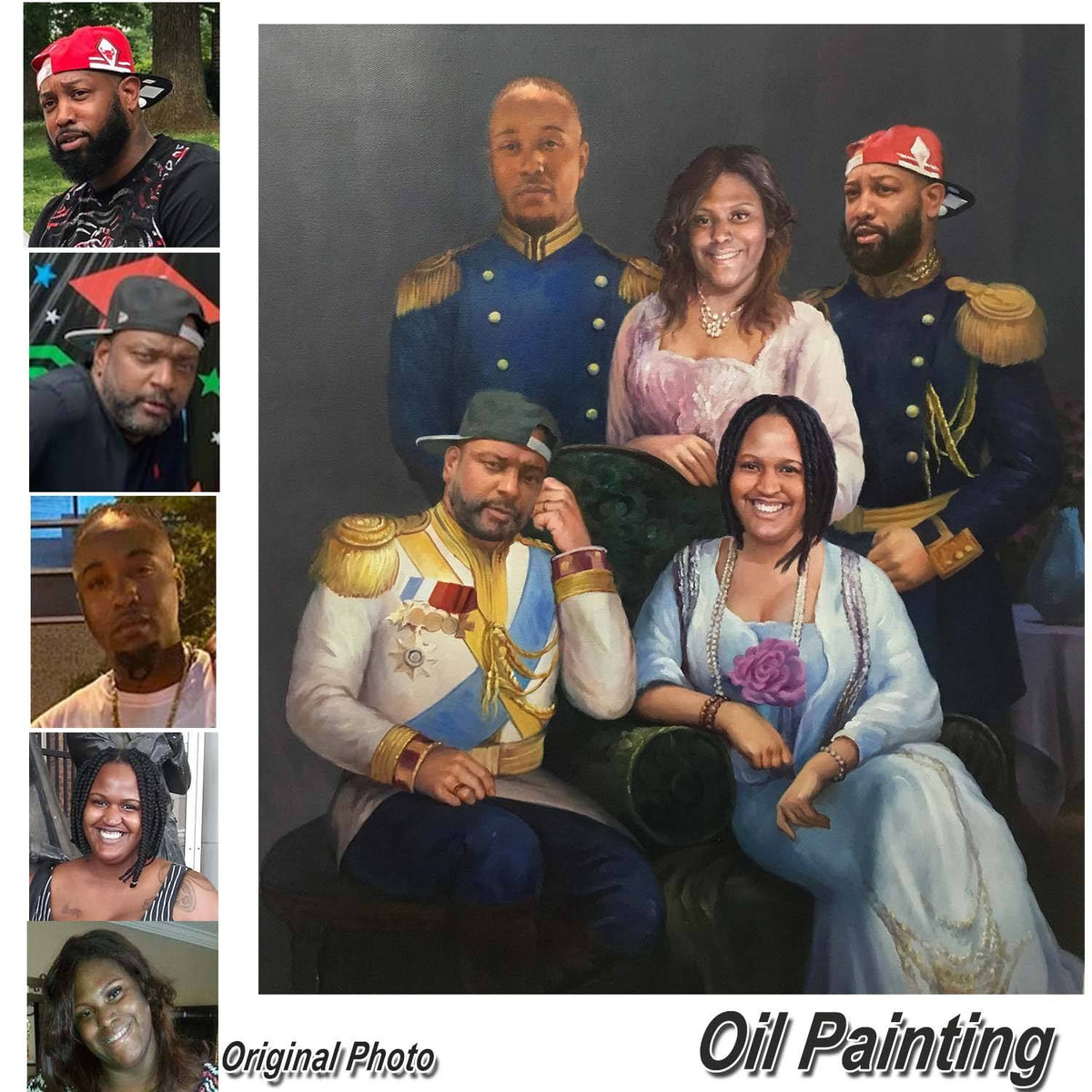 5 Persons-Hand Painted Oil Portrait Arts & Entertainment > Hobbies & Creative Arts > Arts & Crafts > Art & Crafting Materials > Textiles > Crafting Canvas > Painting Canvas ArtToyourlife