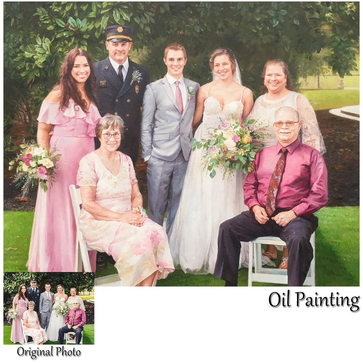 Custom hand painted Portrait Painting from photo （1-7 Persons） Arts & Entertainment > Hobbies & Creative Arts > Arts & Crafts > Art & Crafting Materials > Textiles > Crafting Canvas > Painting Canvas ArtToyourlife