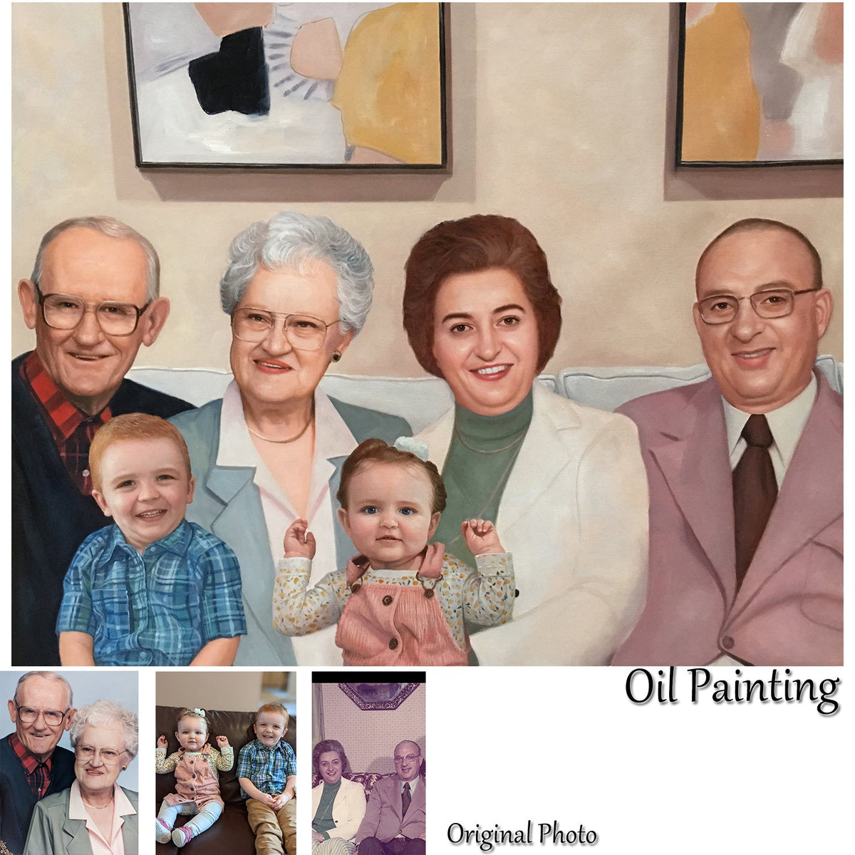 Custom hand painted Portrait Painting from photo （1-7 Persons） Arts & Entertainment > Hobbies & Creative Arts > Arts & Crafts > Art & Crafting Materials > Textiles > Crafting Canvas > Painting Canvas ArtToyourlife